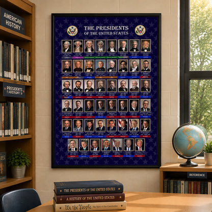 United States Presidents Poster — Rolled Historical Portraits Chart