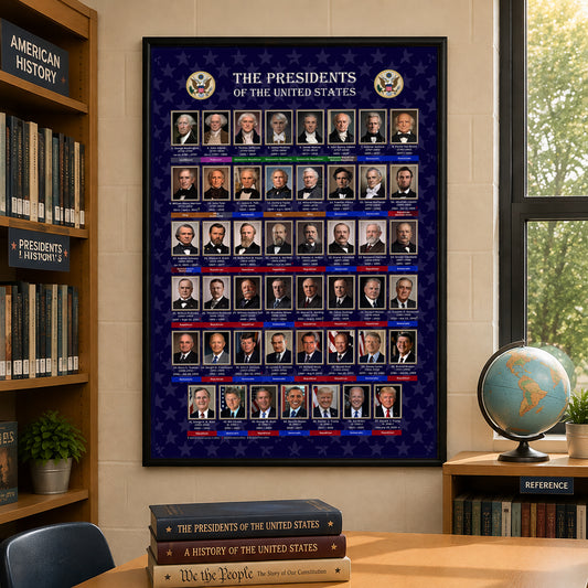 United States Presidents Poster — Rolled Historical Portraits Chart