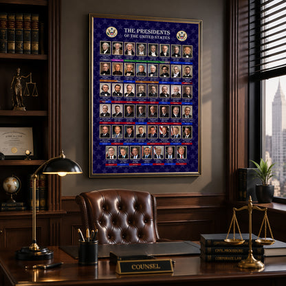 United States Presidents Poster — Rolled Historical Portraits Chart