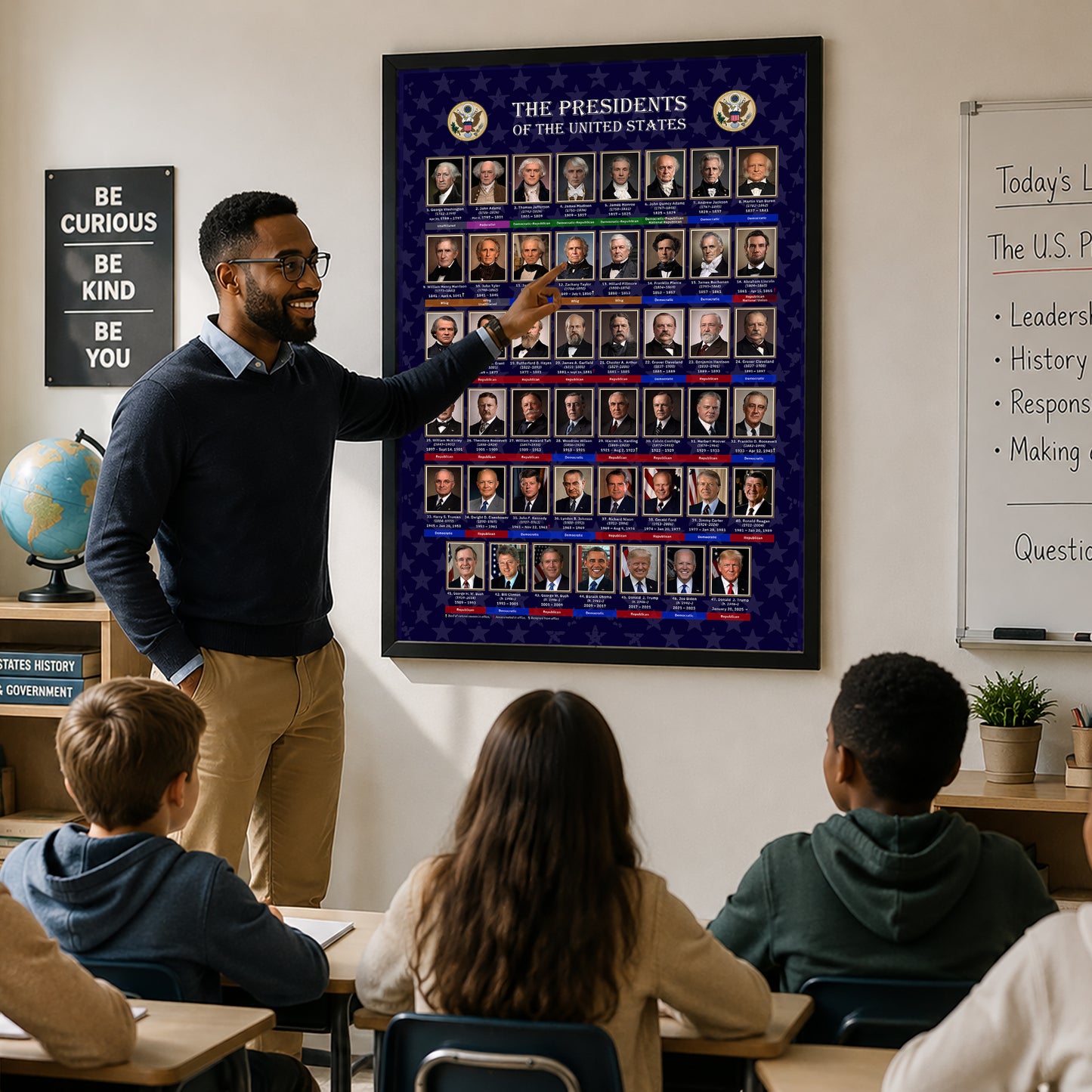 United States Presidents Poster — Rolled Historical Portraits Chart