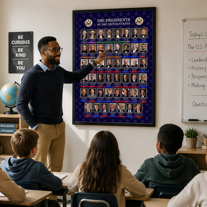 United States Presidents Poster — Rolled Historical Portraits Chart