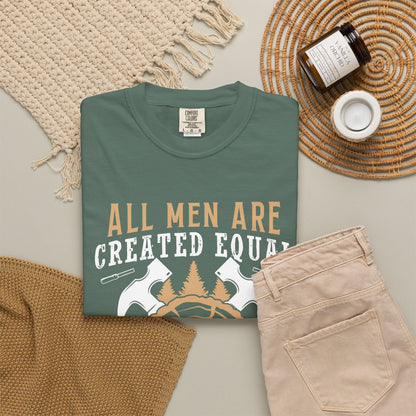 All Men Are Created Equal Carpenter T-Shirt - Unisex Garment-Dyed Tee for Woodworkers