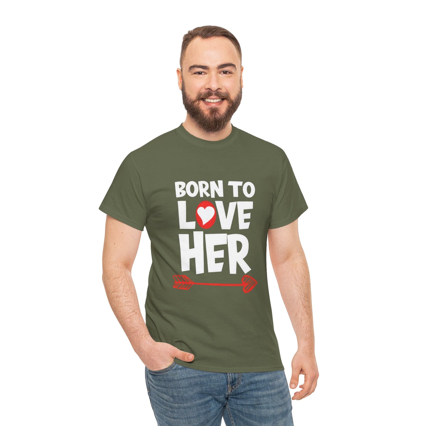 Born To Love Her Tee, Romantic Valentine T-Shirt for Couples A part