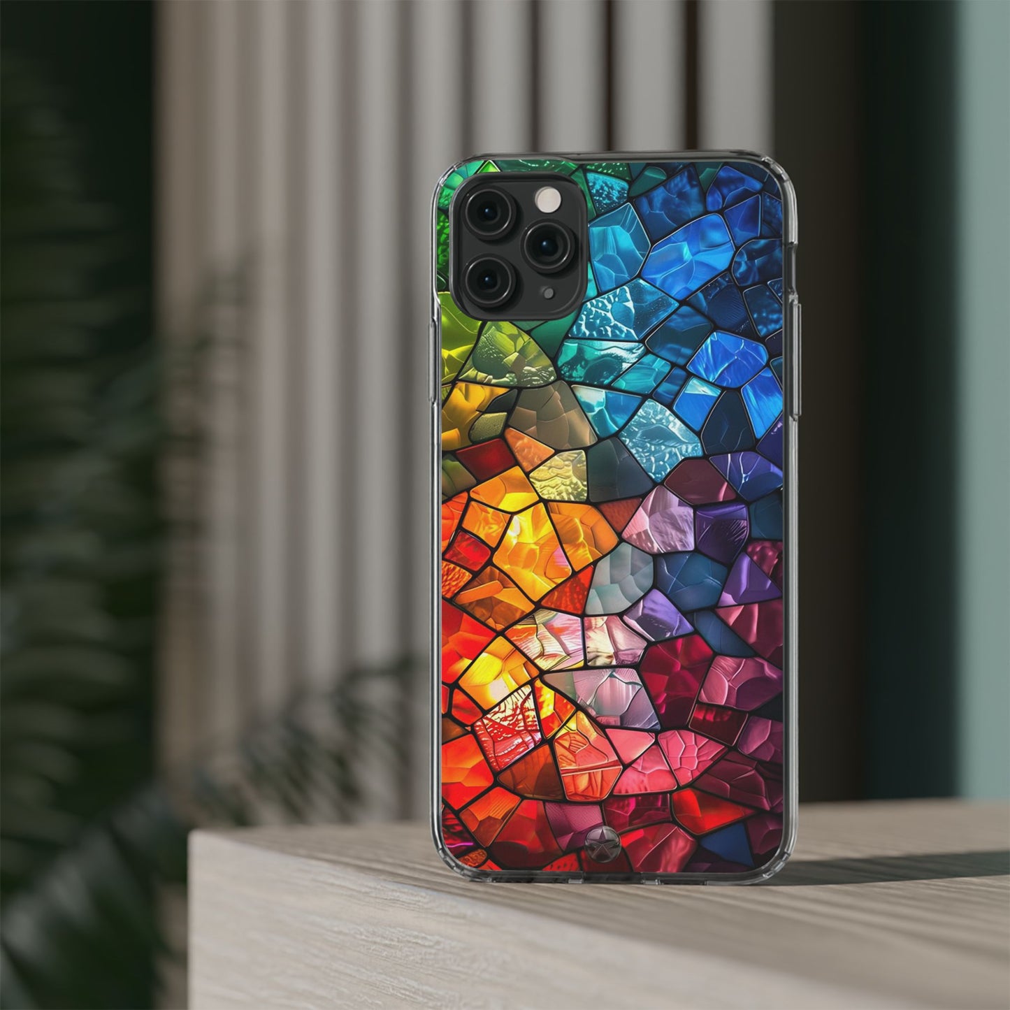 Vibrant Clear Phone Case, Colorful Stained Glass Design