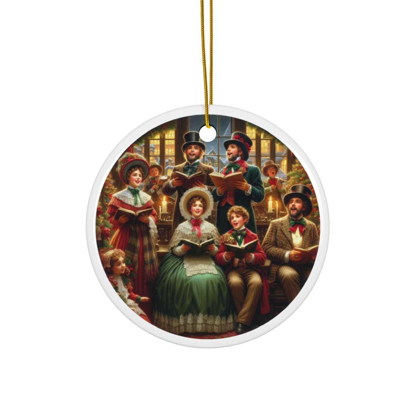 Melodies of Christmas Cheer Christmas Ceramic Ornaments, 2-Side Print, (1pc, 3pcs, 5pcs, 10pcs)