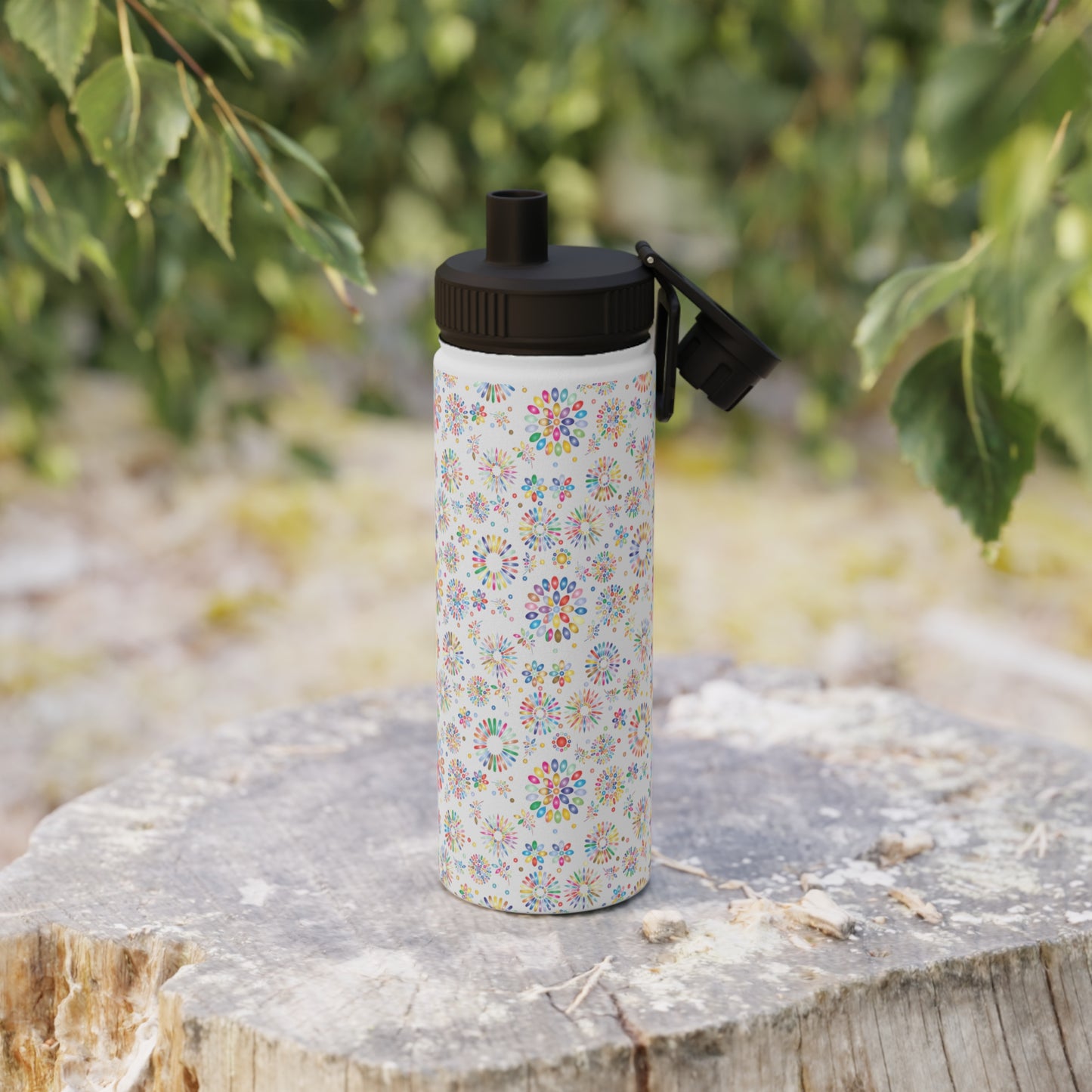 Vibrant Vibes Stainless Steel Water Bottle, Sports Lid