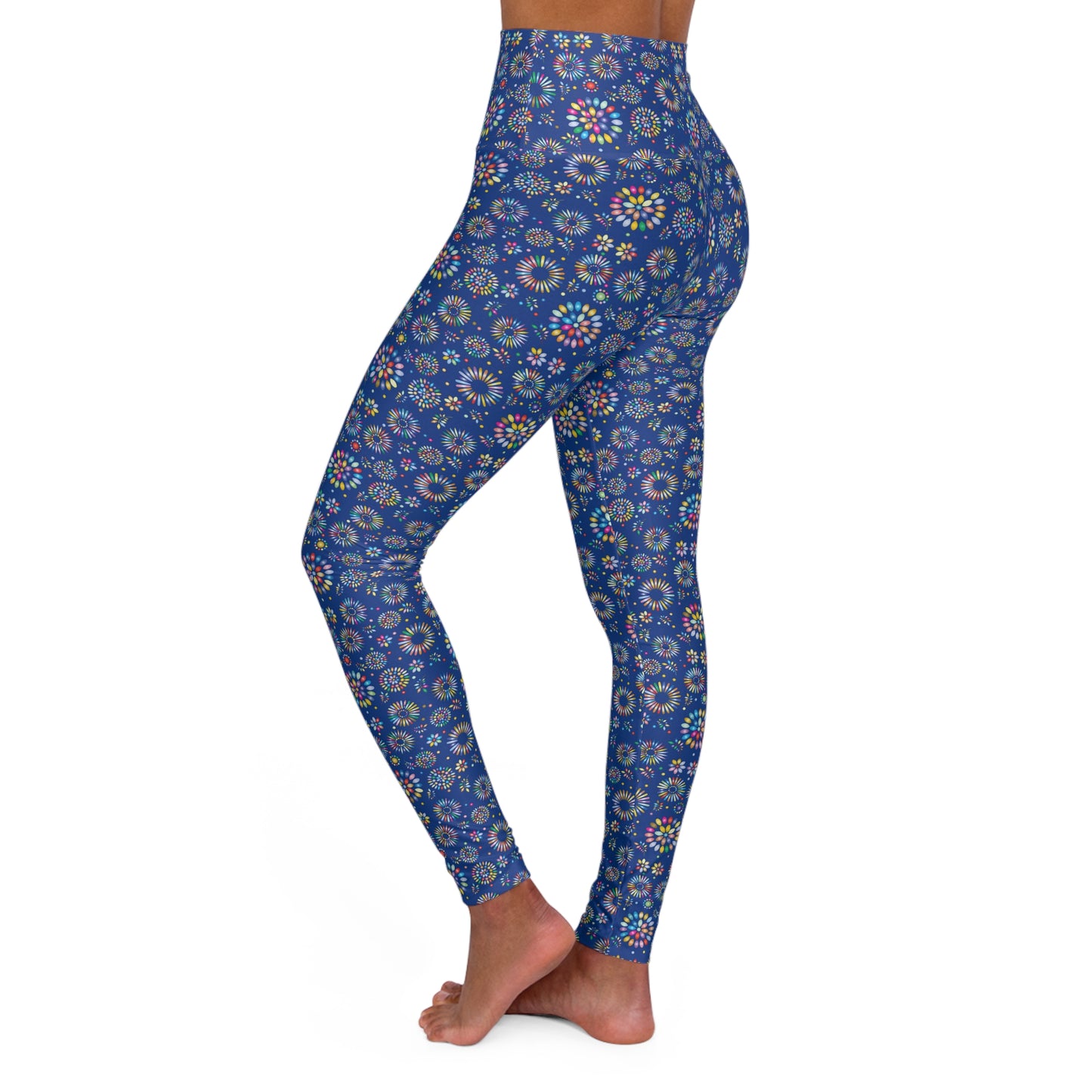 Vibrant Vibes High Waisted Yoga Leggings (AOP) / Blue