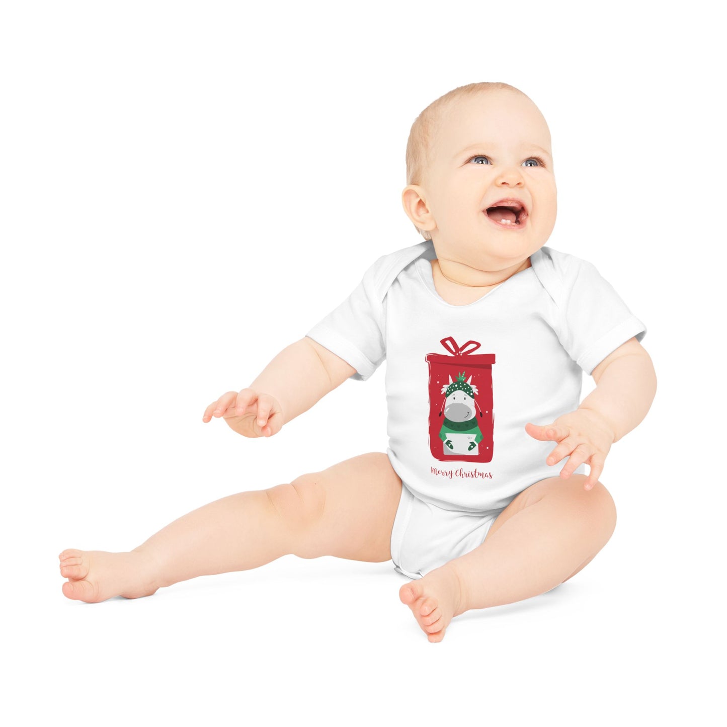 Merry Christmas Baby Organic Short Sleeve Bodysuit