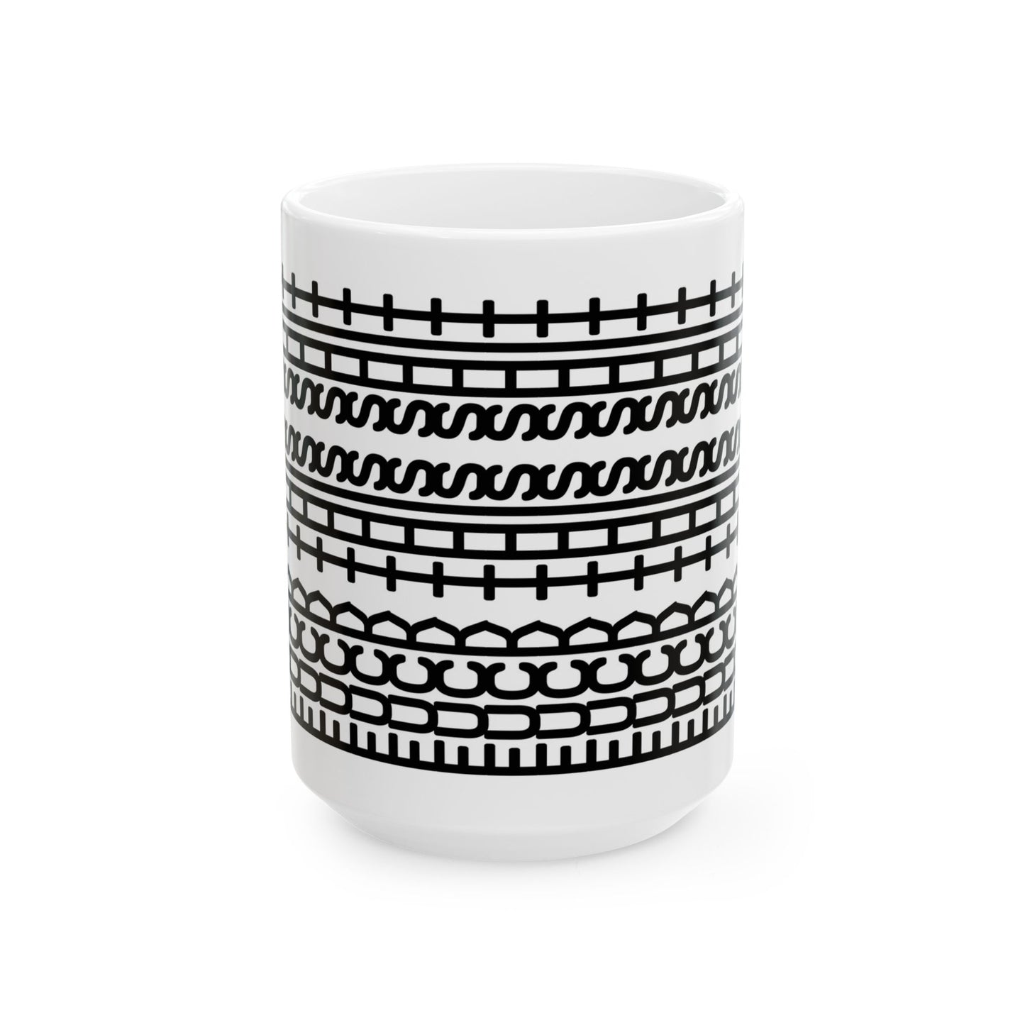 Funny Black Tribal Pattern Mug - Turn Right Cup with Hidden Message - Ceramic Coffee Mug 11oz & 15oz - Unique Gift Idea