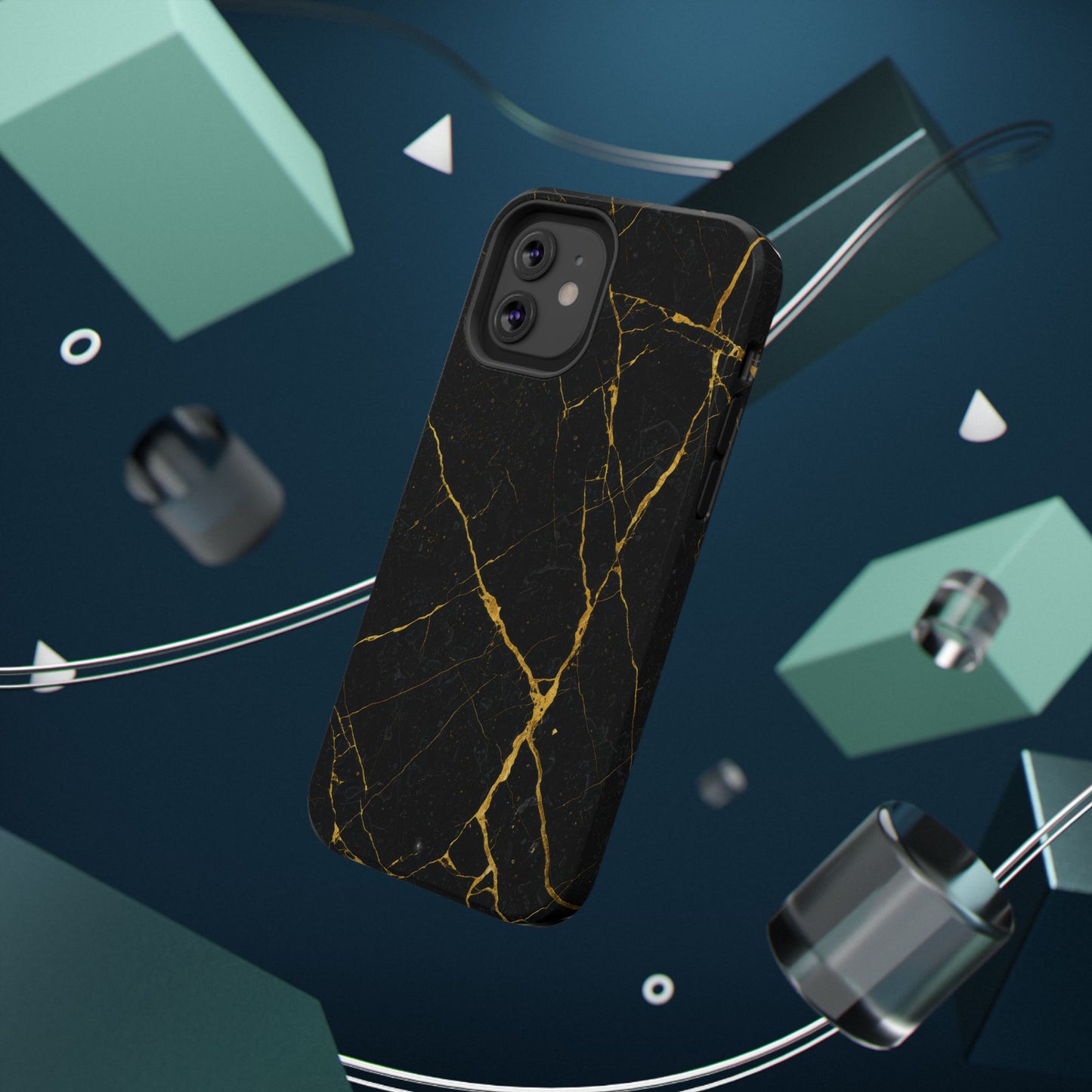 Luxury Black Marble Impact-Resistant iPhone