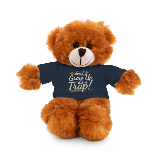 Cute Stuffed Bear with Humor Tee, Fun Gift for Kids, Don't Grow Up It's a Trap!