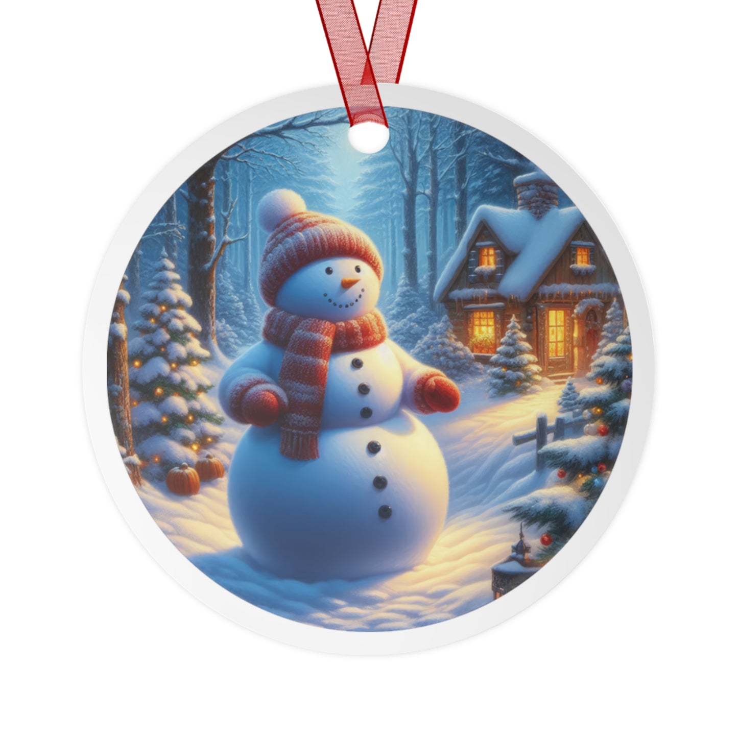 Winter’s Gentle Snowman Metal Ornaments, 2-Side Print