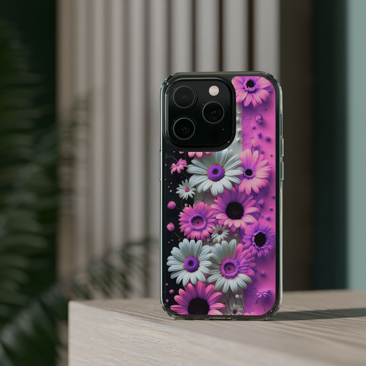 Floral Clear Phone Case – Pink Flower Design