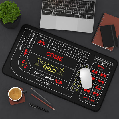 Casino Craps Desk Mat — 2-in-1 Gaming Surface / Black