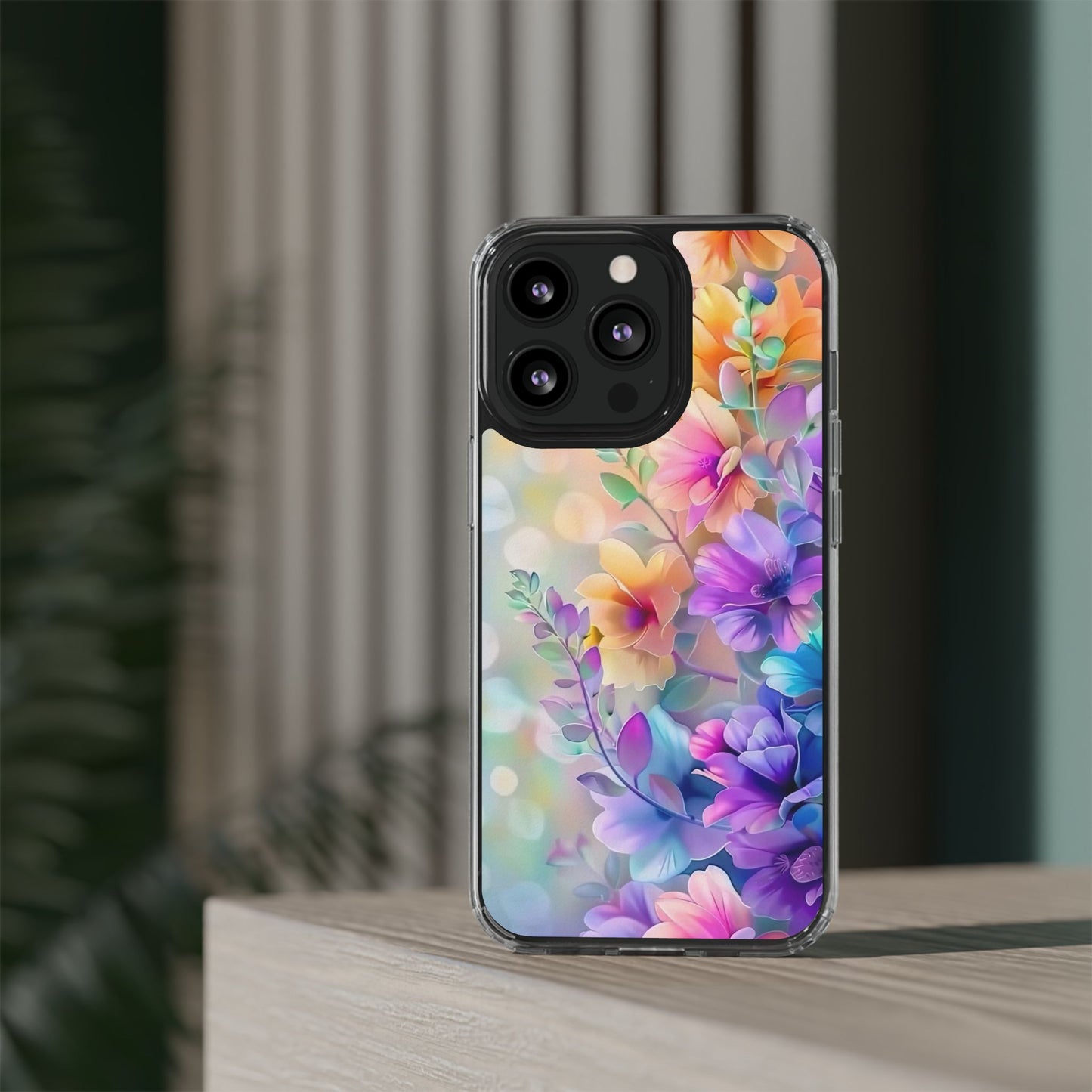 Floral Clear Phone Case -  Colorful Spring Design
