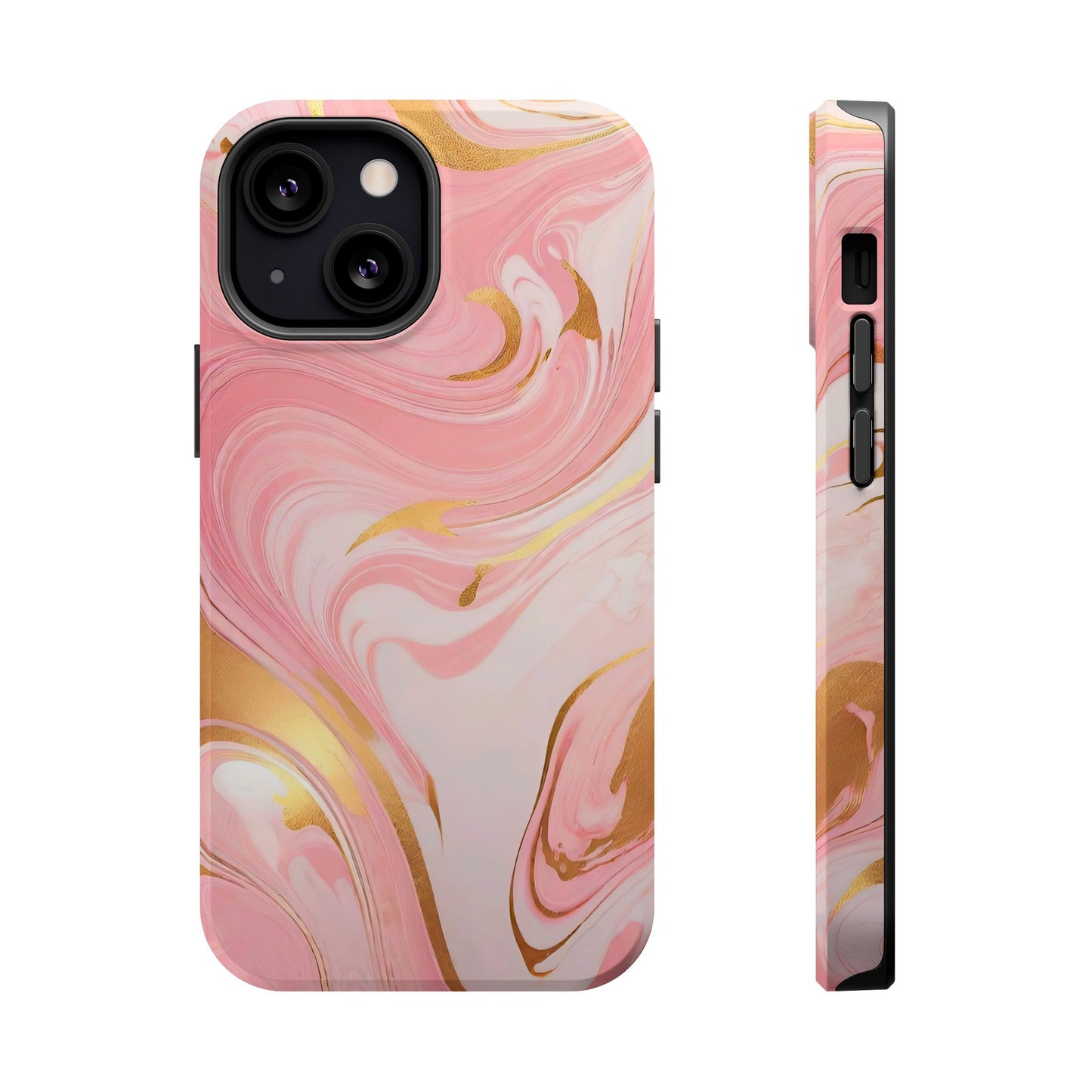Stylish Magnetic Phone Case, Pink Marble Protective Cover