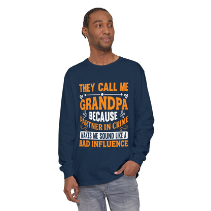 Grandpa Partner in Crime Long Sleeve T-Shirt, Funny Gift for Grandpa