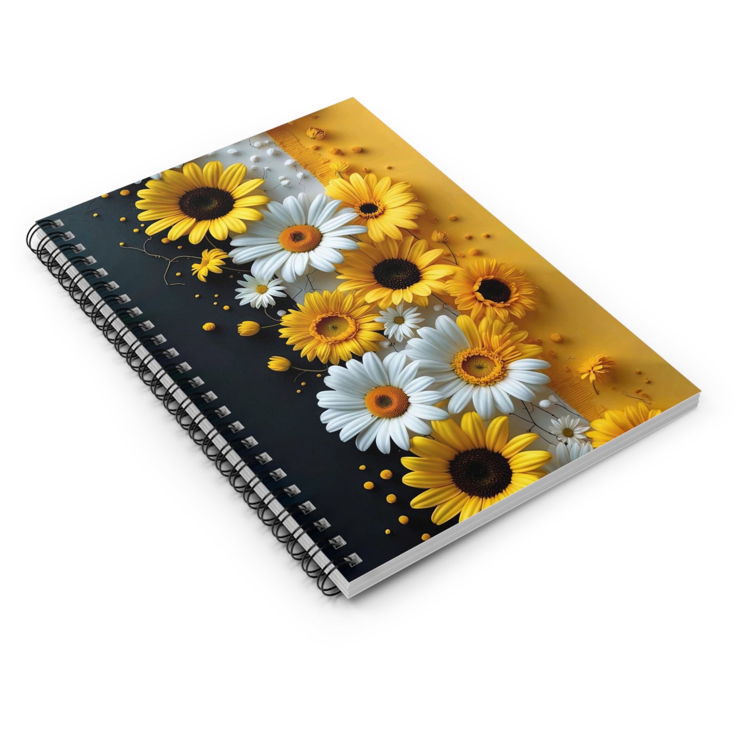 Yellow Floral Spiral Notebook 6" x 8" – Flower Design