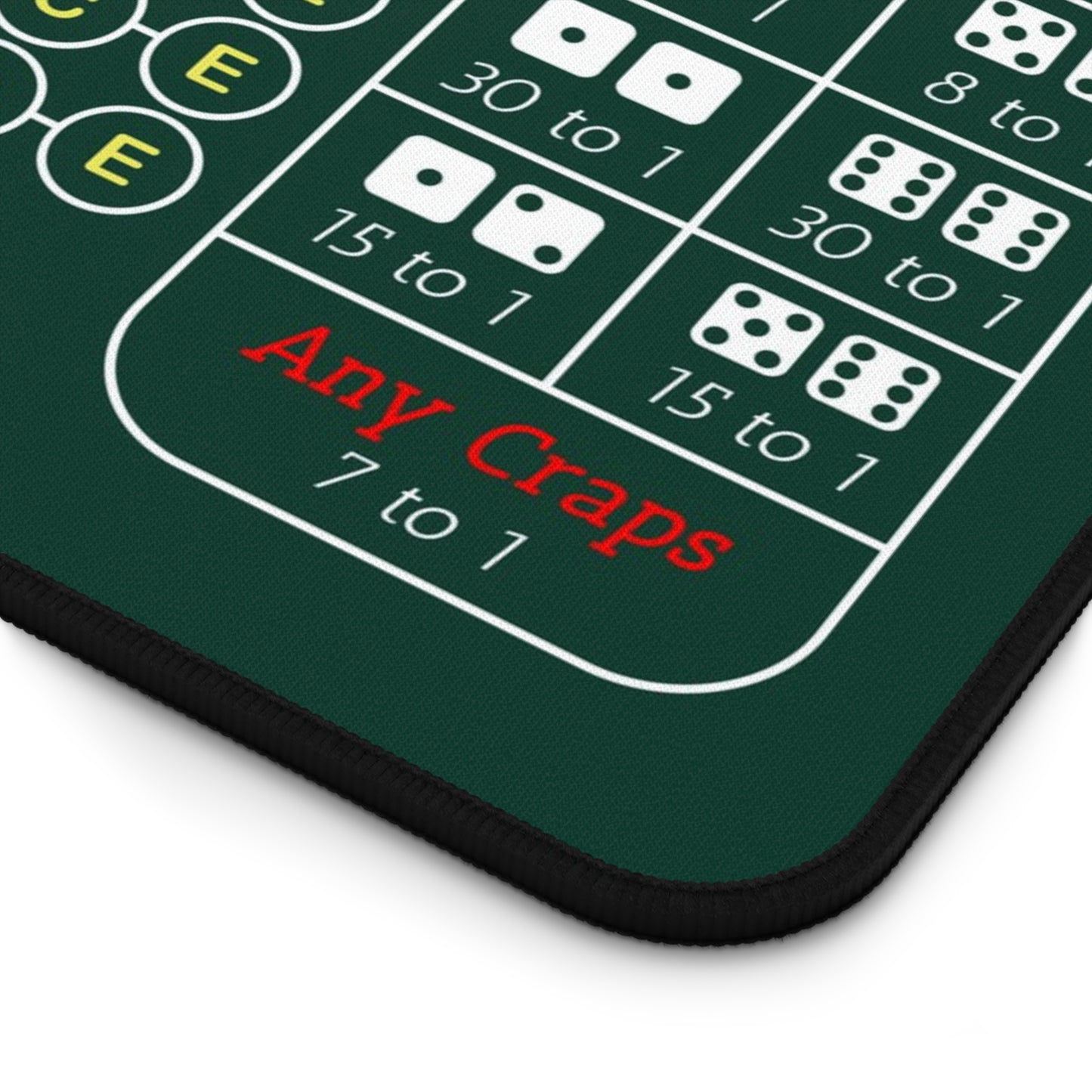 Craps Table Layout Desk Mat — 2-in-1 Casino Gaming Green Play Surface