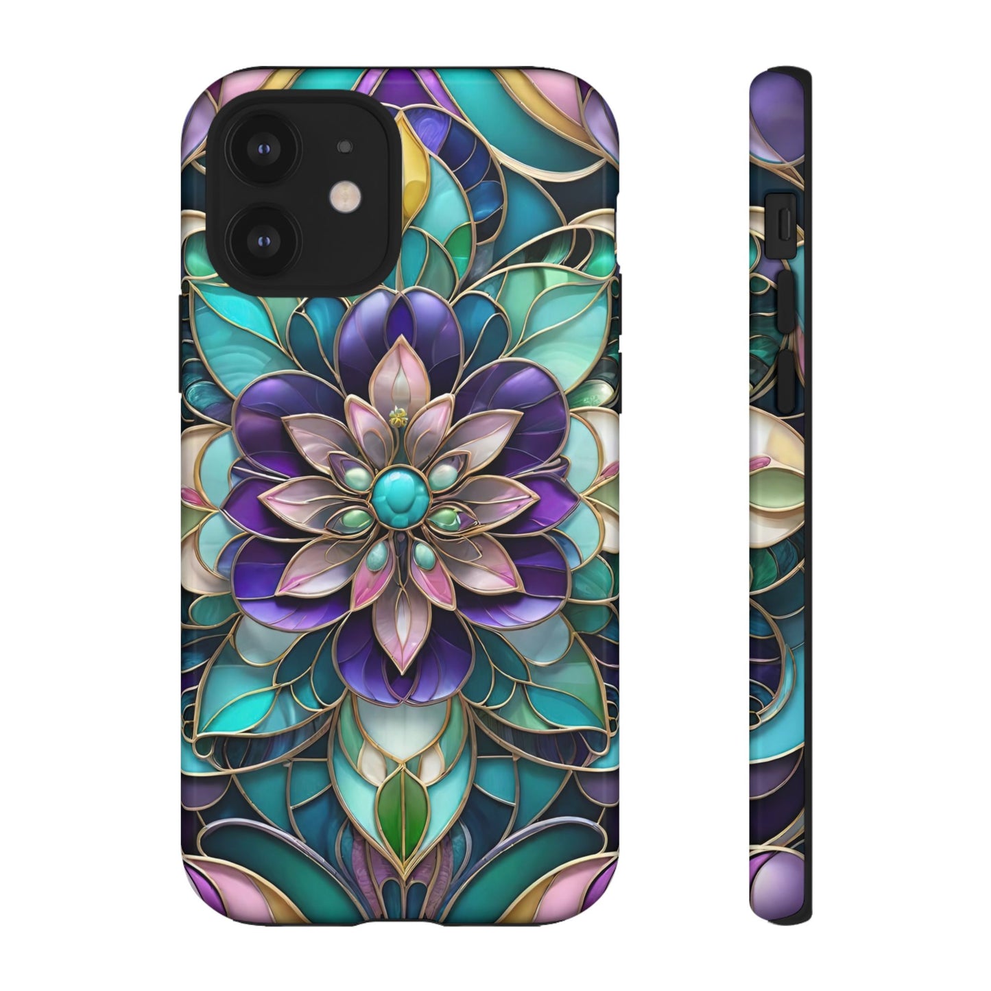 Floral Stained Glass Tough Phone Case -Stylish Protection for Your Device