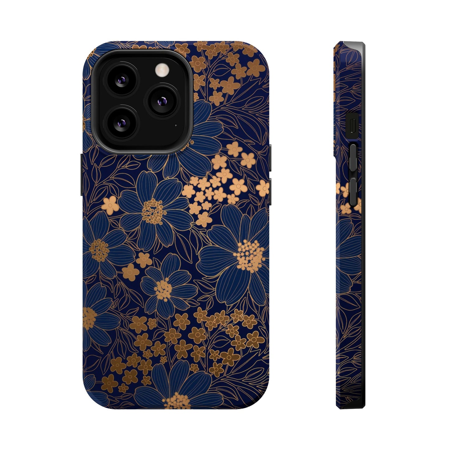Luxury Serial Magnetic Phone Case, Golden Floral