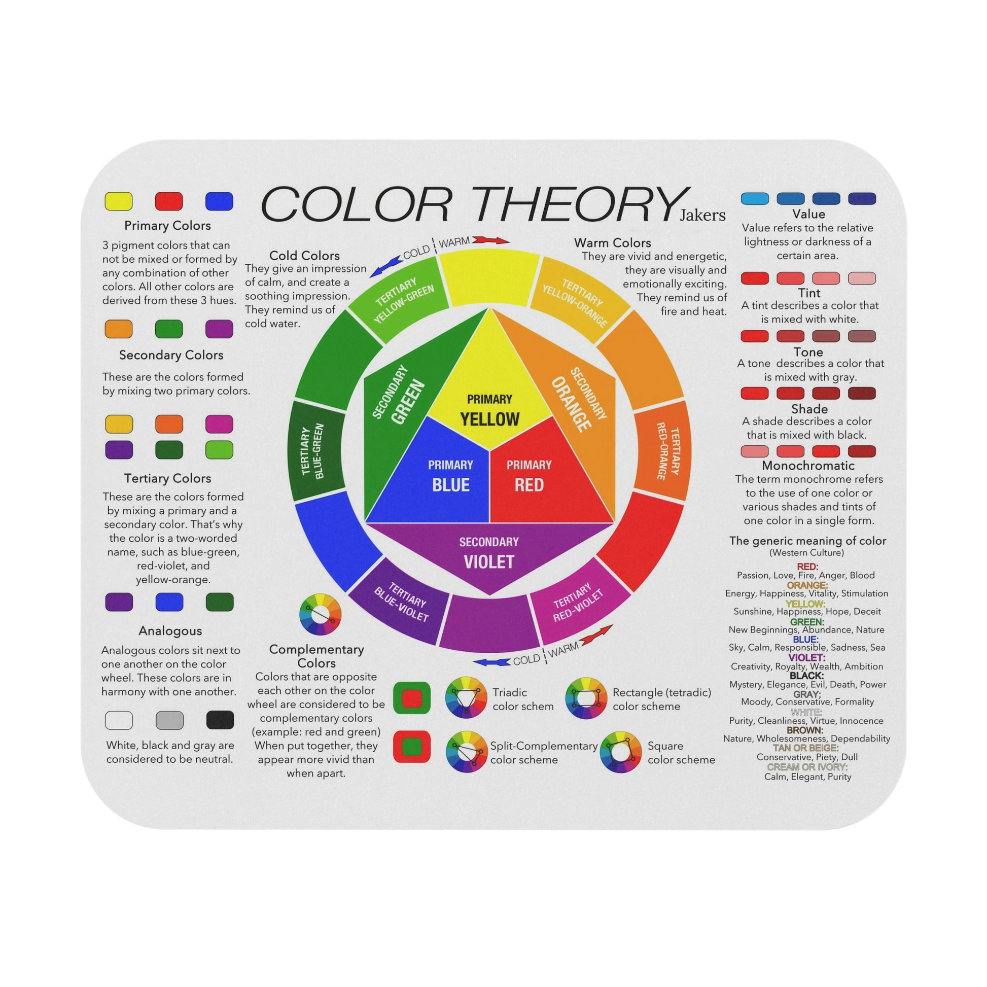 Educational Artist Tool Mouse Pad, Color Wheel