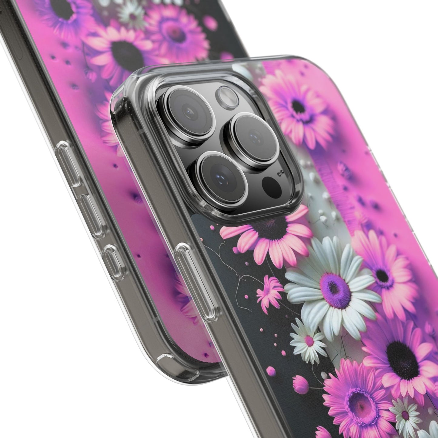 Floral Clear Phone Case – Pink Flower Design