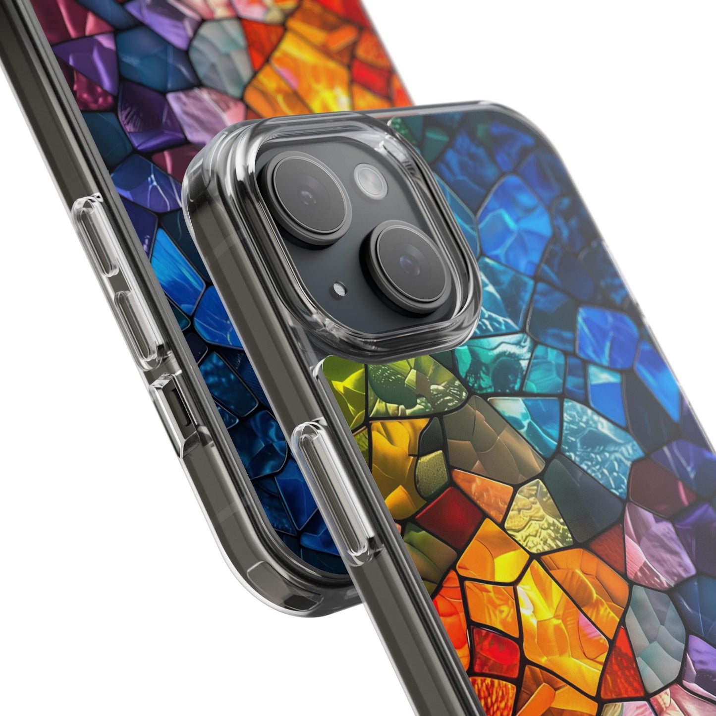 Vibrant Clear Phone Case, Colorful Stained Glass Design