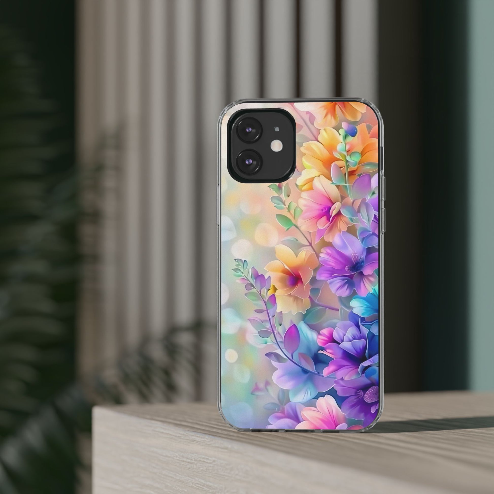 Floral Clear Phone Case -  Colorful Spring Design