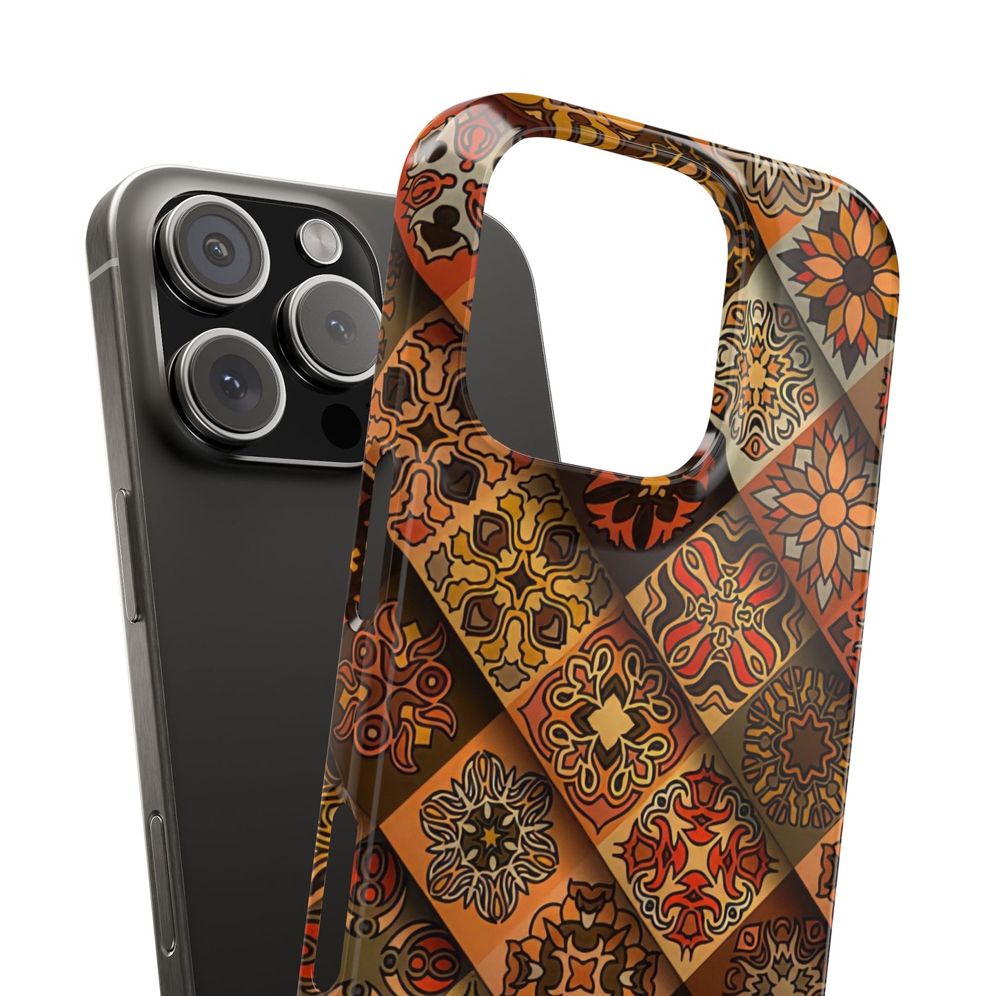 Aztec Geometric Slim Case, Boho Orange