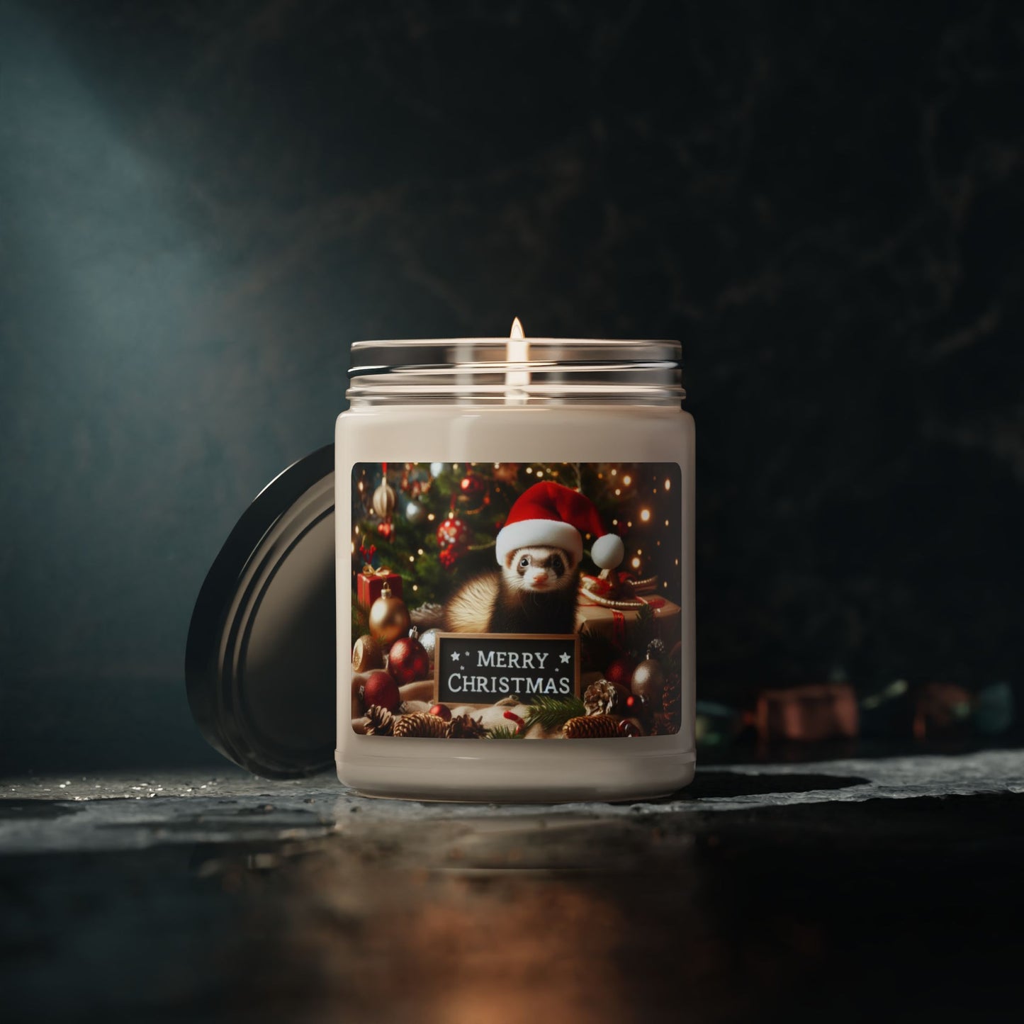 Merry Christmas Ferret Scented Soy Candle, 9oz