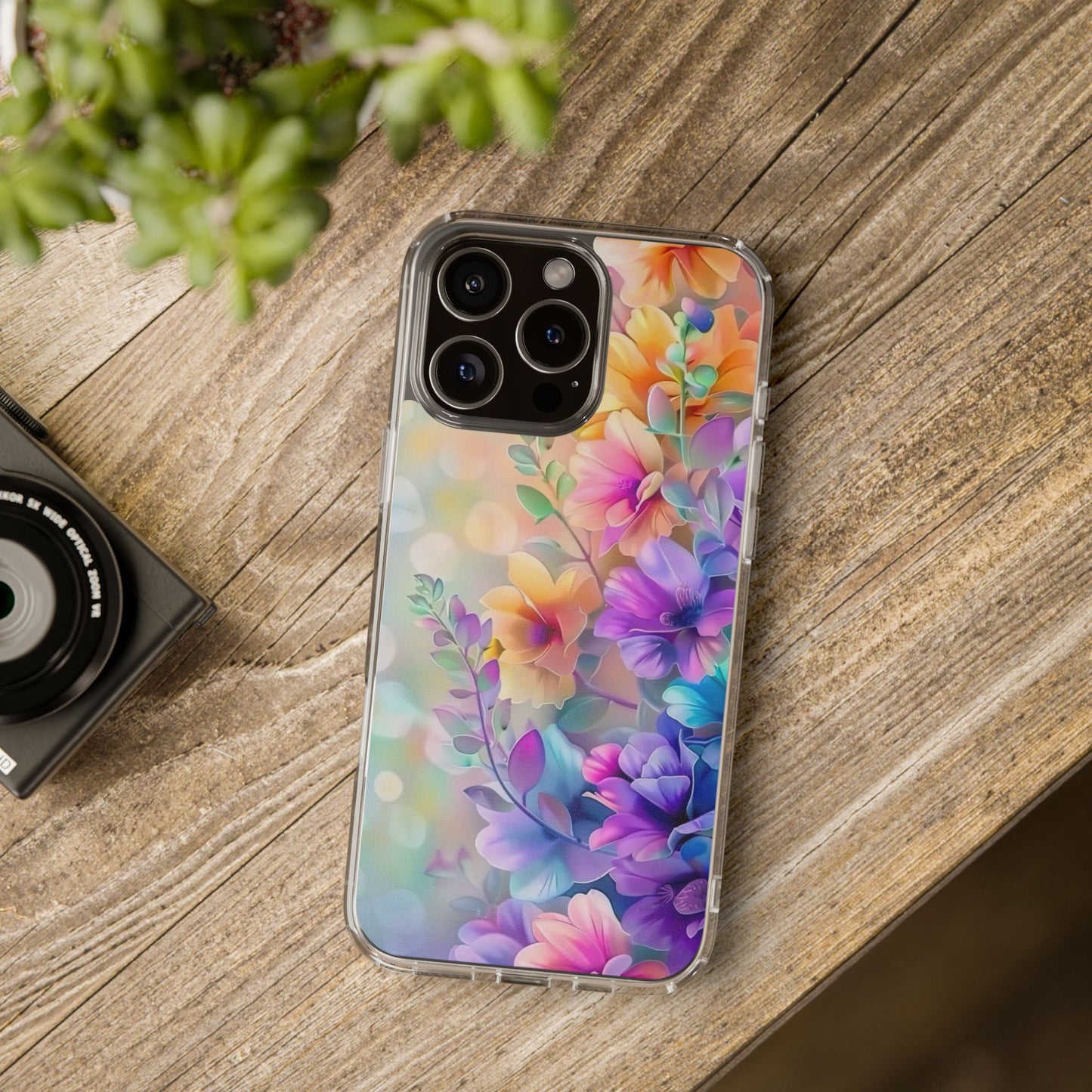 Floral Clear Phone Case -  Colorful Spring Design