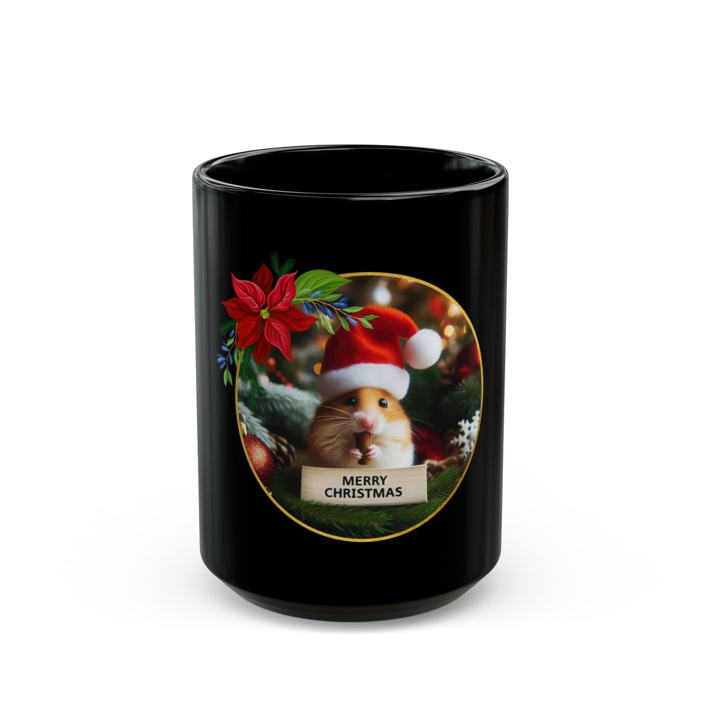 Hamster Claus is Coming to Town Black Mug - 11oz, 15oz