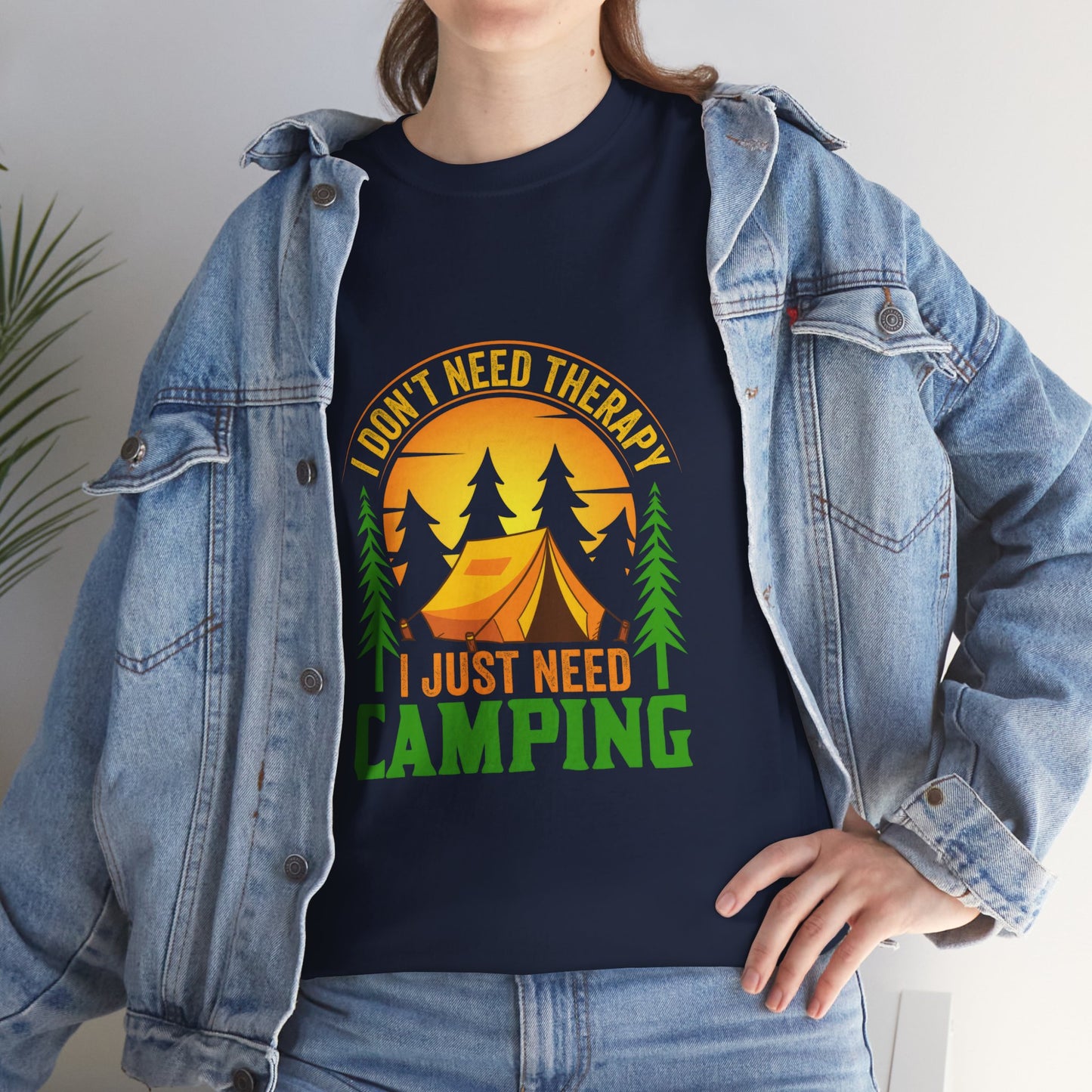 Camping Therapy Unisex Heavy Cotton Tee - Perfect for Outdoor Enthusiasts