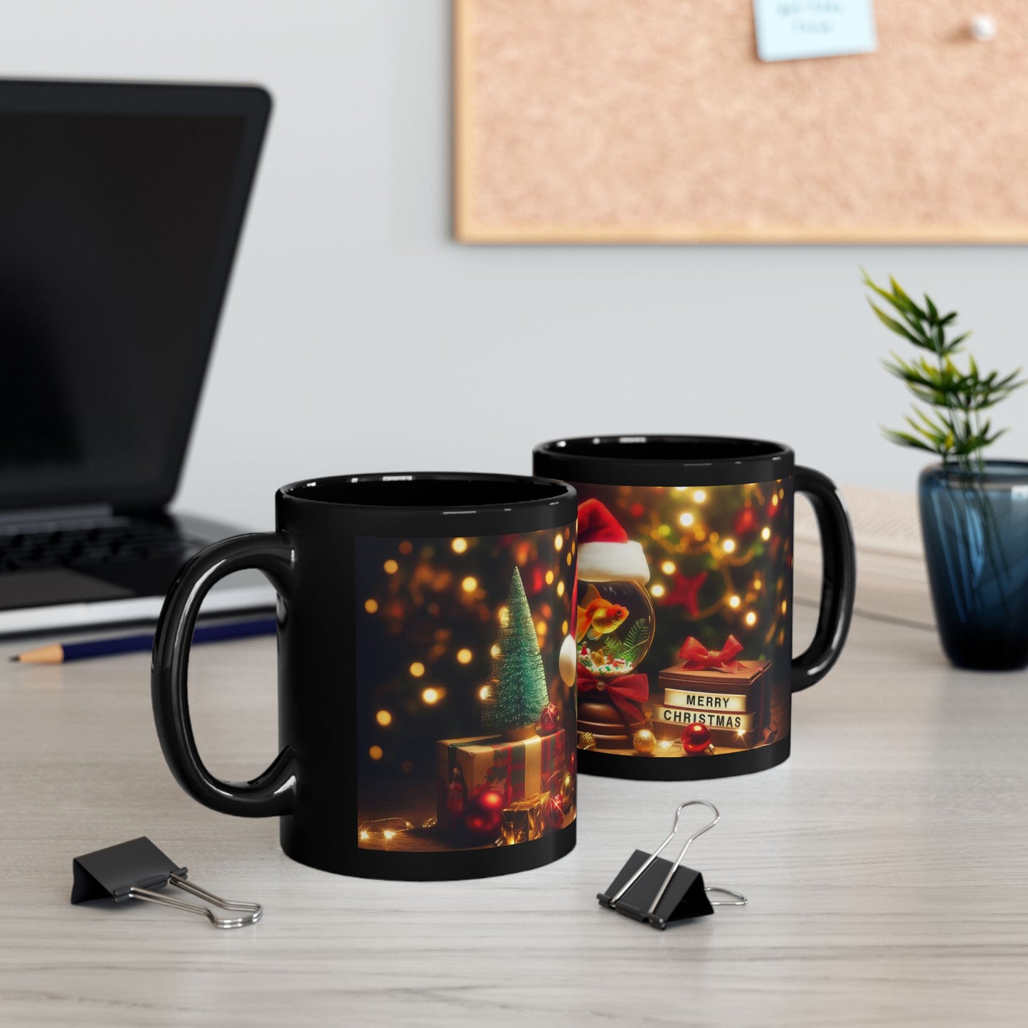 Merry Fin-tastic Black Mug - 11oz, 15oz