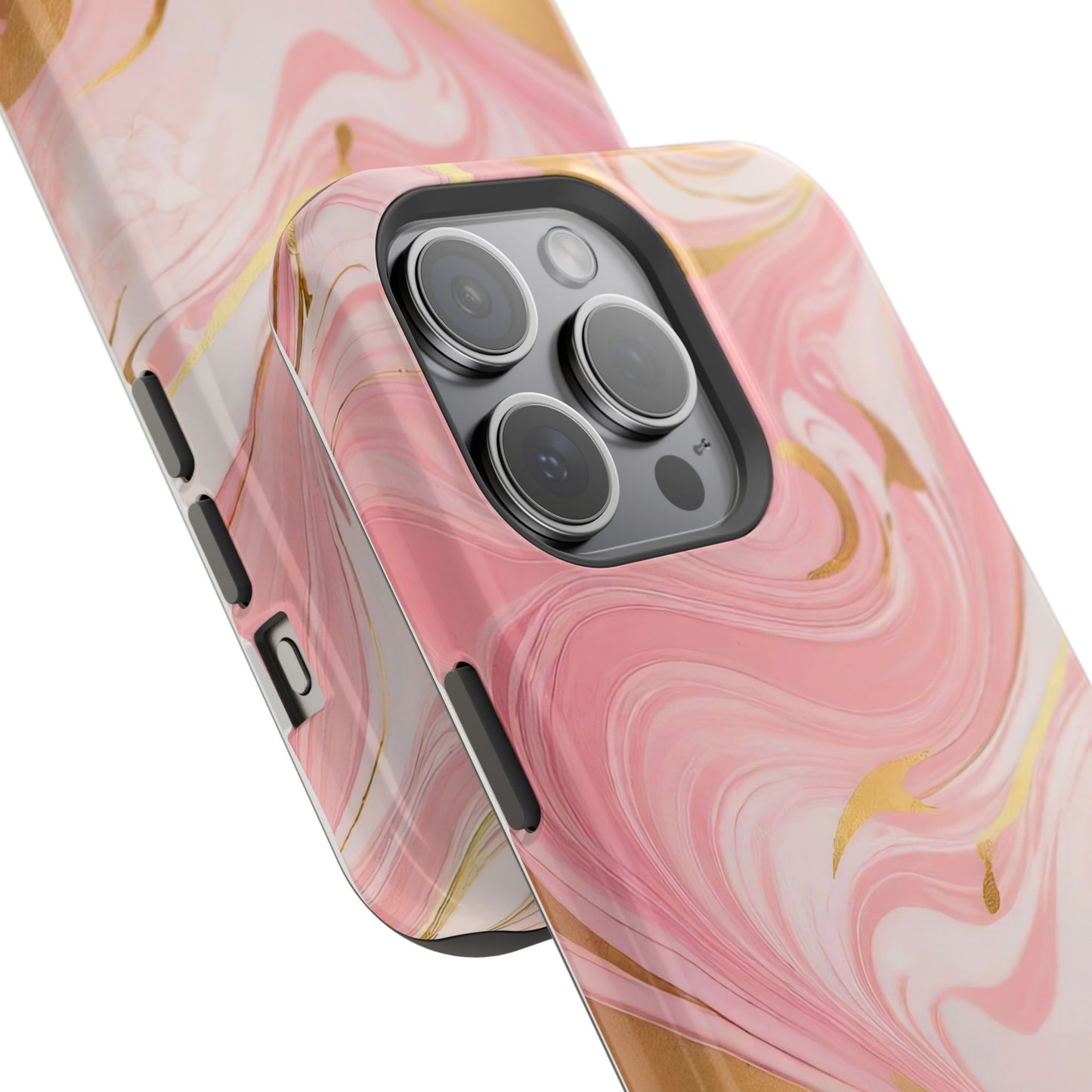 Stylish Magnetic Phone Case, Pink Marble Protective Cover