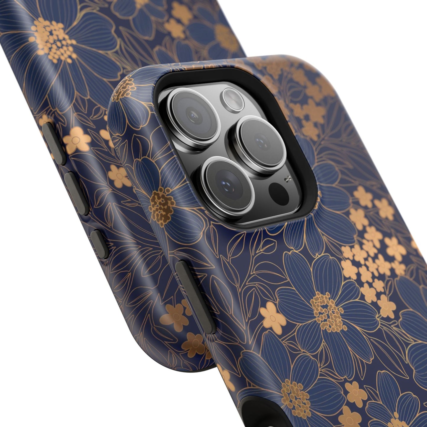 Luxury Serial Magnetic Phone Case, Golden Floral