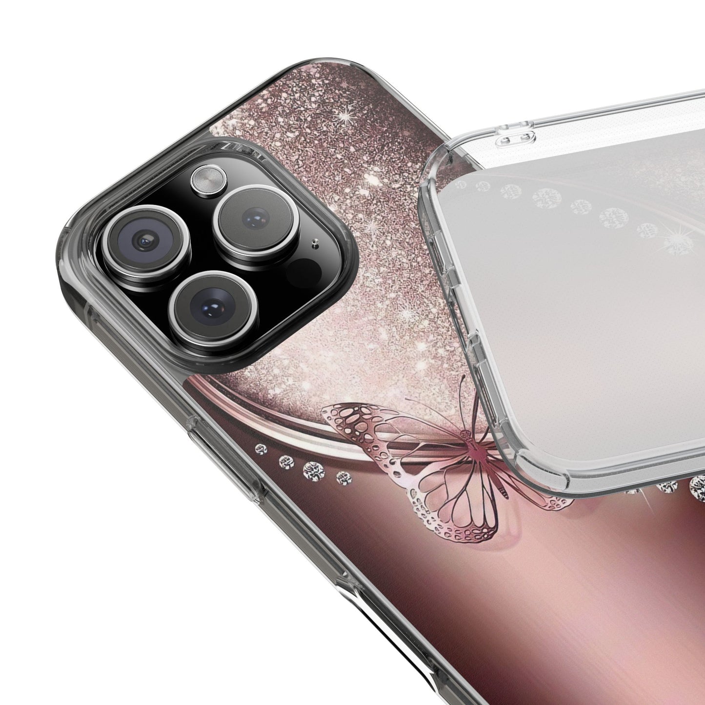 Elegant Butterfly Clear Case, Stylish Transparent Protective Cover for Women