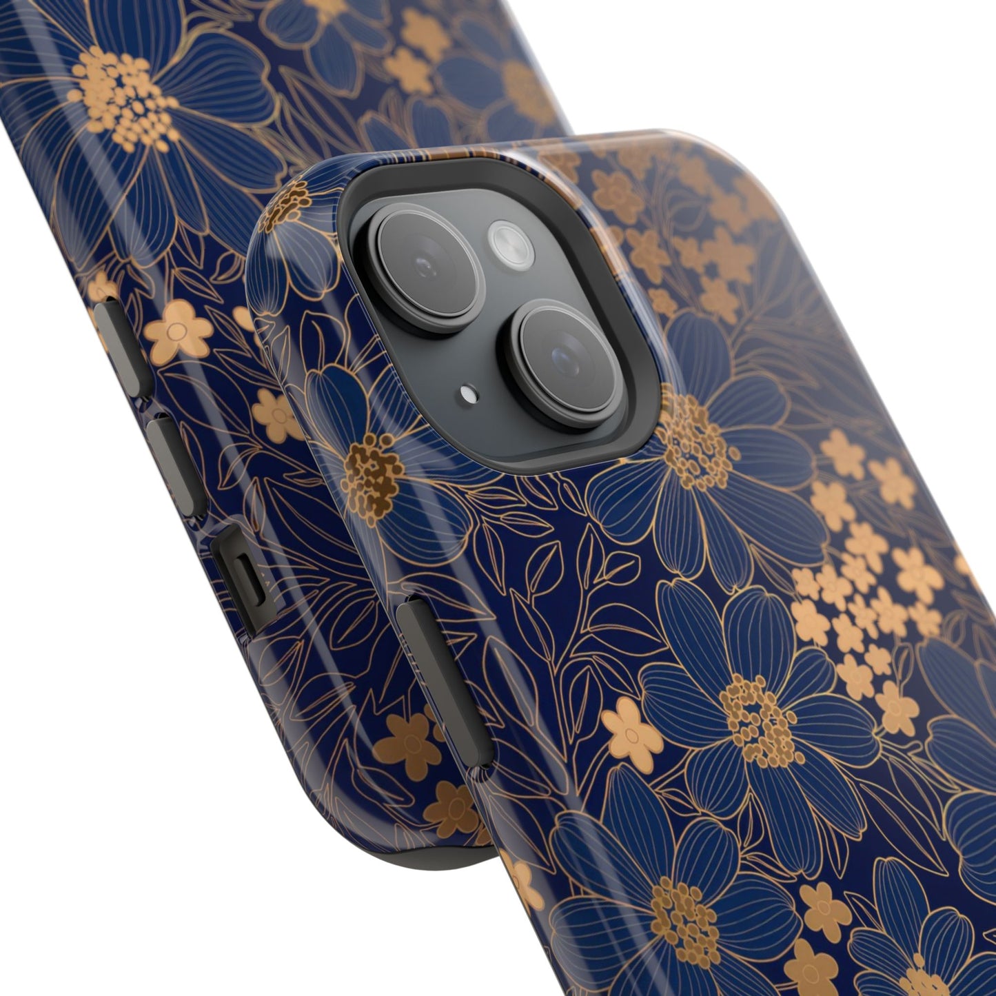 Luxury Serial Magnetic Phone Case, Golden Floral