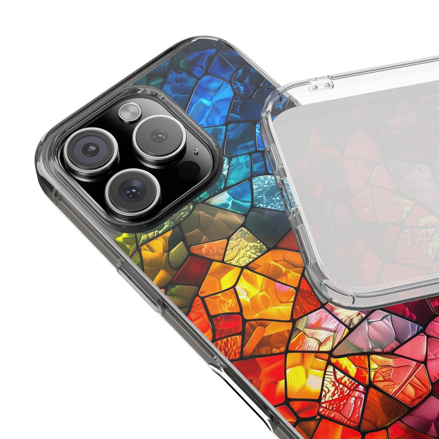 Vibrant Clear Phone Case, Colorful Stained Glass Design