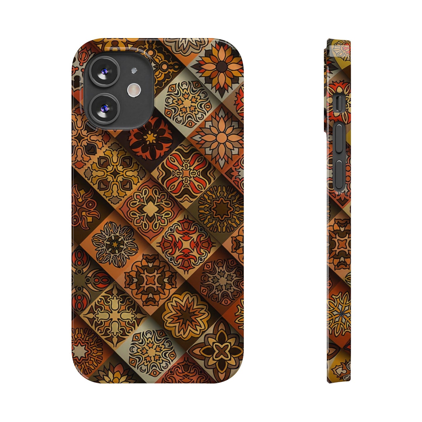 Aztec Geometric Slim Case, Boho Orange