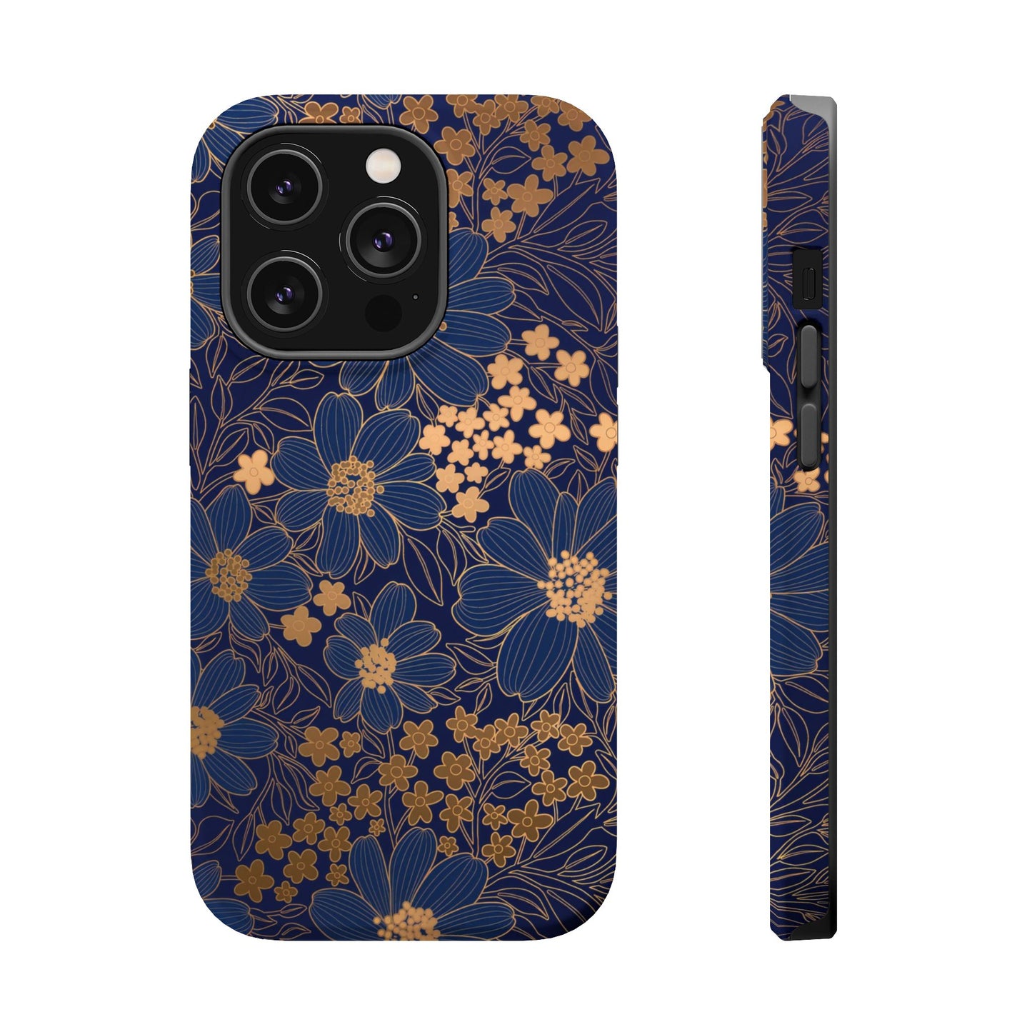 Luxury Serial Magnetic Phone Case, Golden Floral