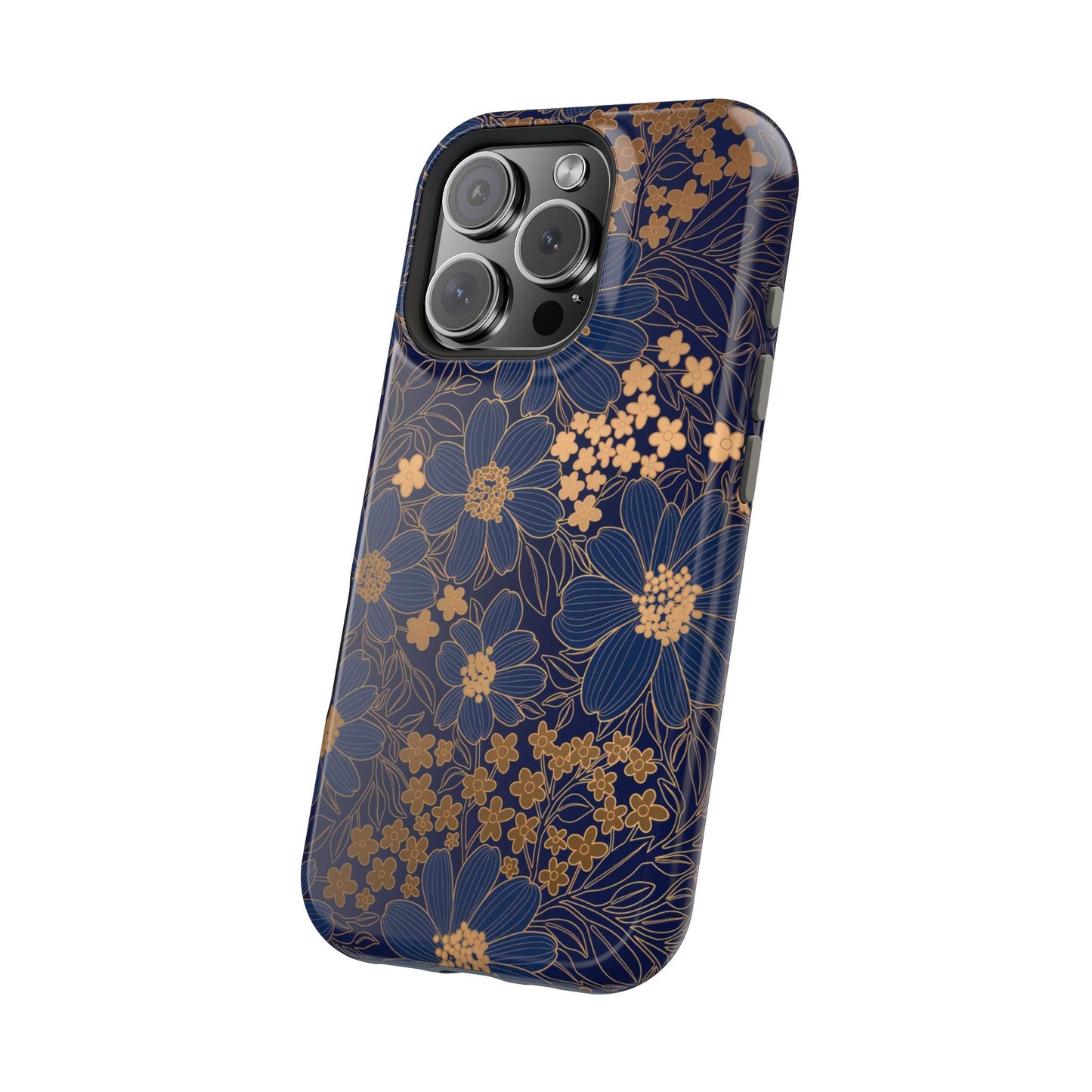Luxury Serial Magnetic Phone Case, Golden Floral
