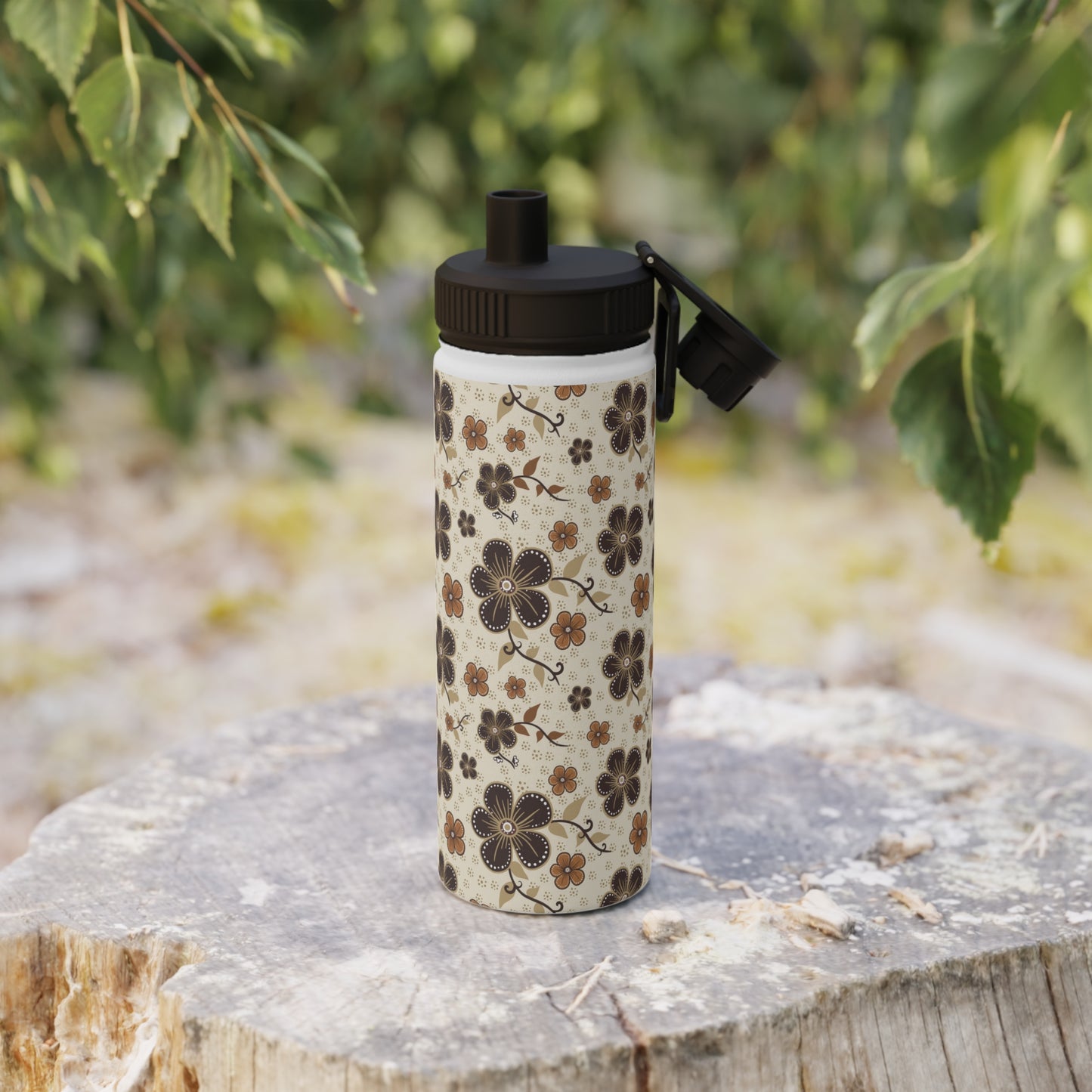 Timeless Elegance Stainless Steel Water Bottle, Sports Lid / Beige