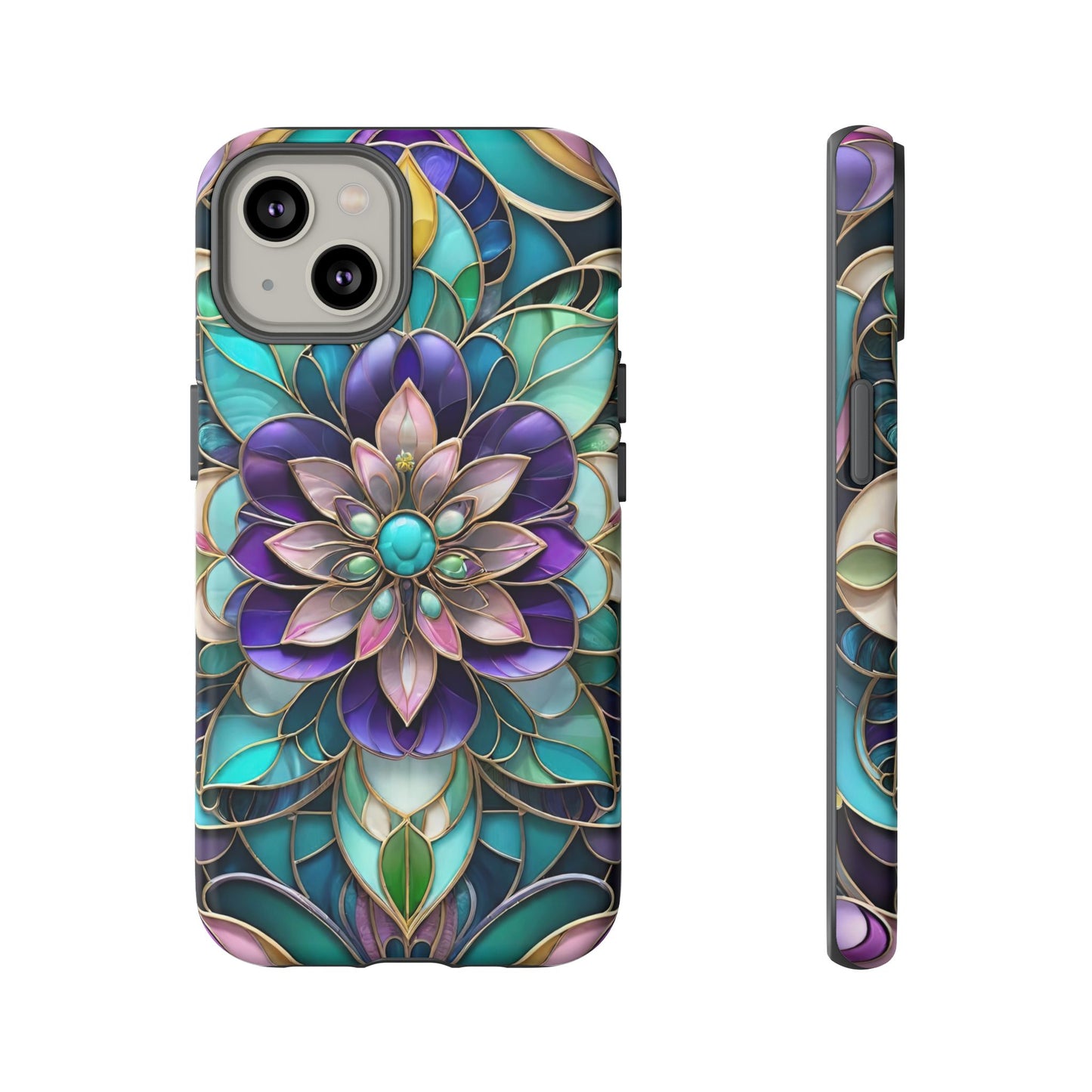 Floral Stained Glass Tough Phone Case -Stylish Protection for Your Device