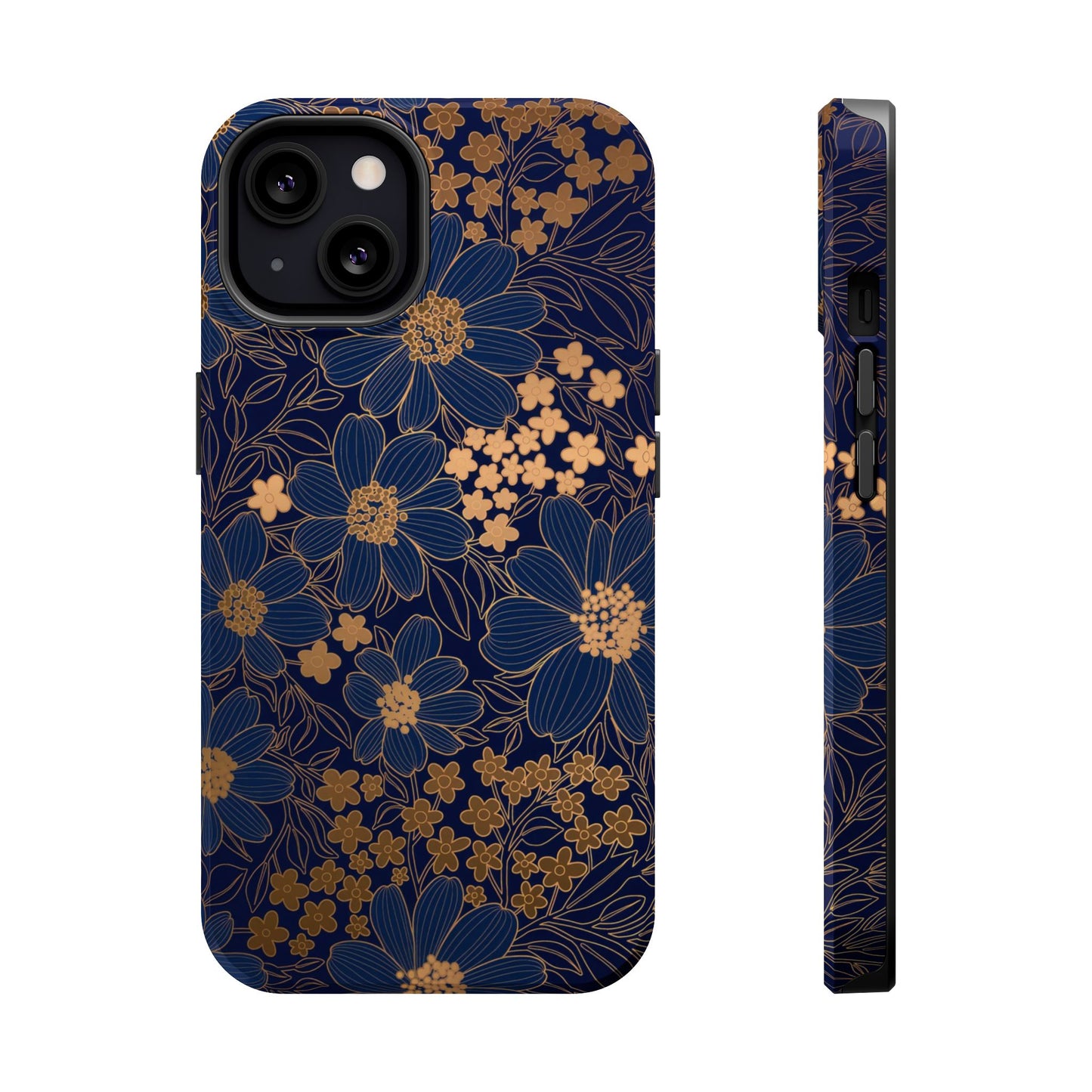 Luxury Serial Magnetic Phone Case, Golden Floral