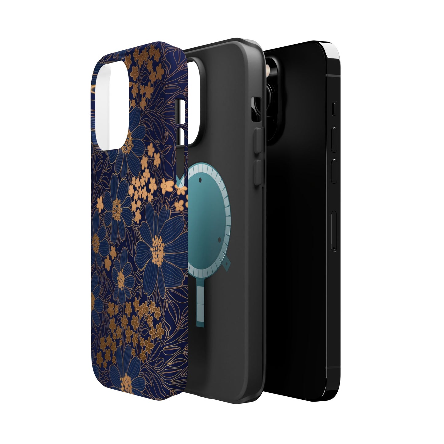 Luxury Serial Magnetic Phone Case, Golden Floral