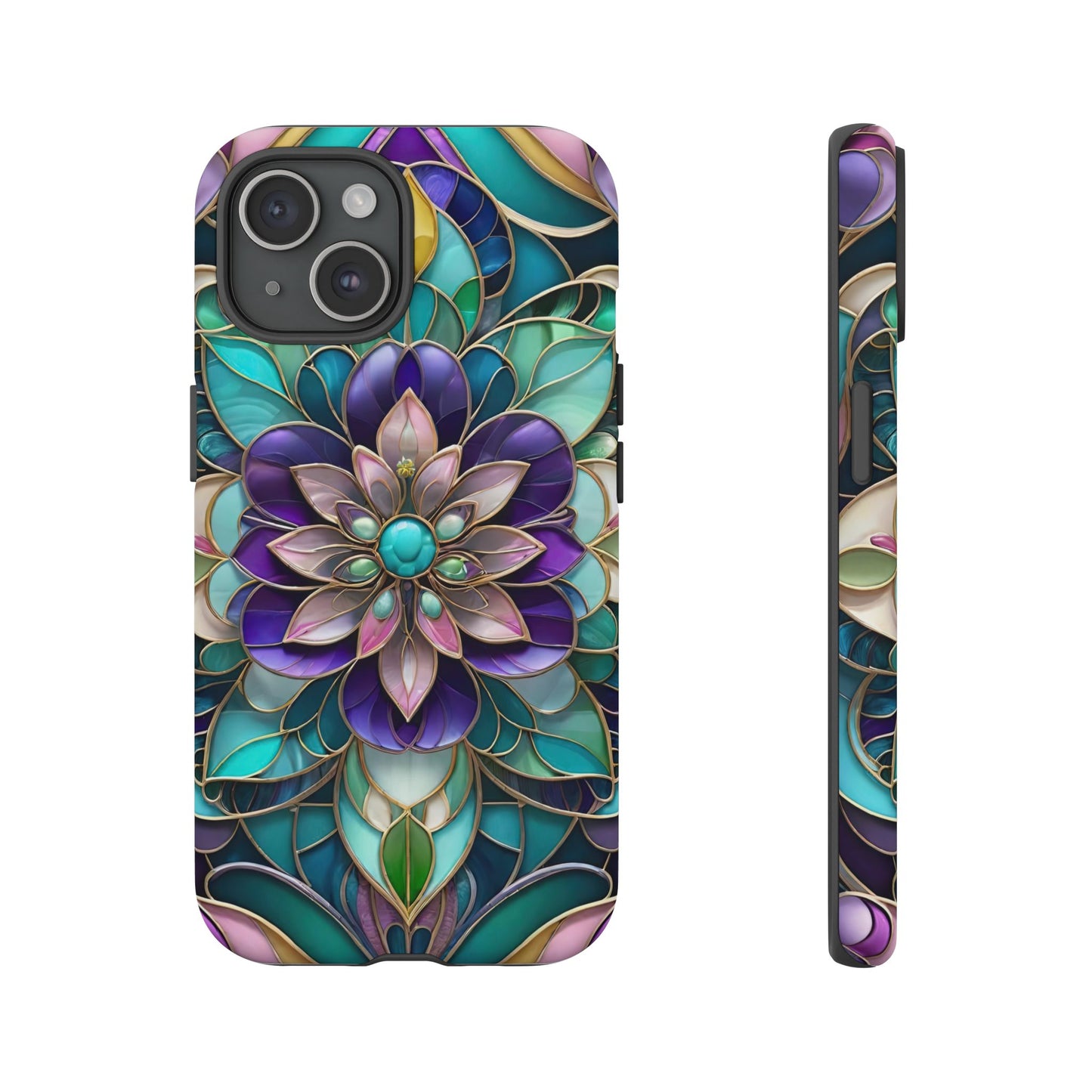 Floral Stained Glass Tough Phone Case -Stylish Protection for Your Device