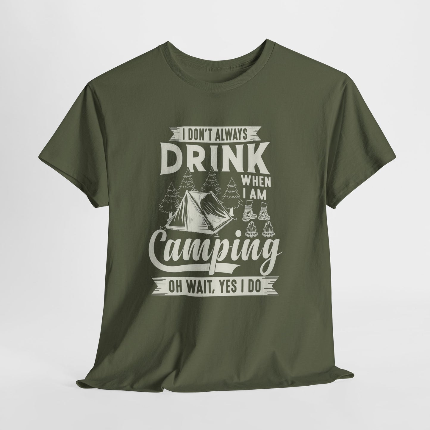 Camping Drinking Unisex Heavy Cotton Tee - Perfect Gift for Outdoor Enthusiasts