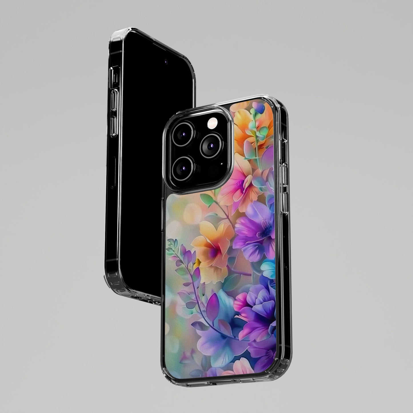 Floral Clear Phone Case -  Colorful Spring Design